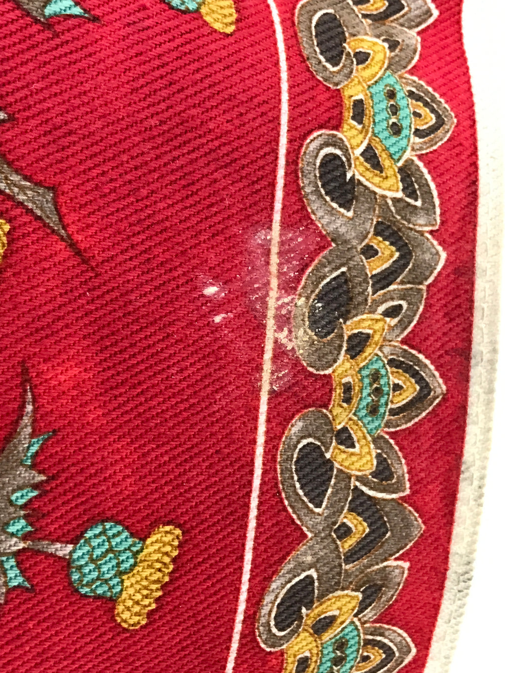 Japanese Genemon Fabric Tea Mat Vtg Small Rectangle Red Dandelion Tanpopo KB100