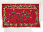 Japanese Genemon Fabric Tea Mat Vtg Small Rectangle Red Dandelion Tanpopo KB100