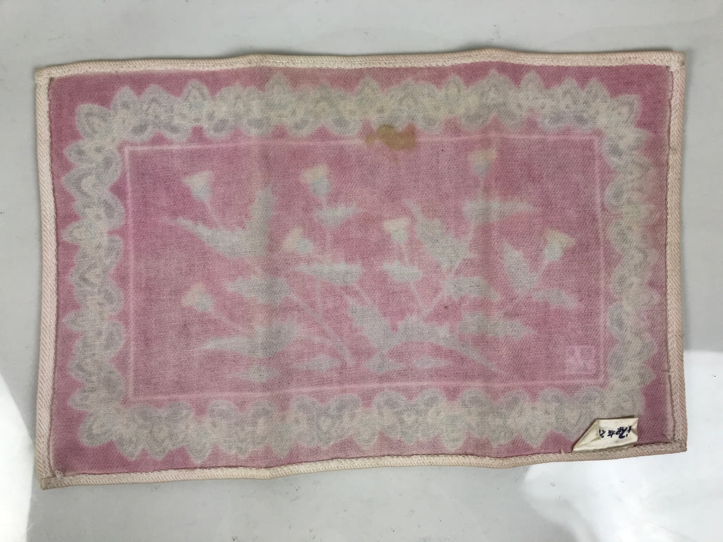 Japanese Genemon Fabric Tea Mat Vtg Small Rectangle Red Dandelion Tanpopo KB100