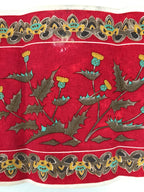 Japanese Genemon Fabric Tea Mat Vtg Small Rectangle Red Dandelion Tanpopo KB100