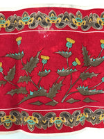 Japanese Genemon Fabric Tea Mat Vtg Small Rectangle Red Dandelion Tanpopo KB100