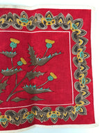 Japanese Genemon Fabric Tea Mat Vtg Small Rectangle Red Dandelion Tanpopo KB100