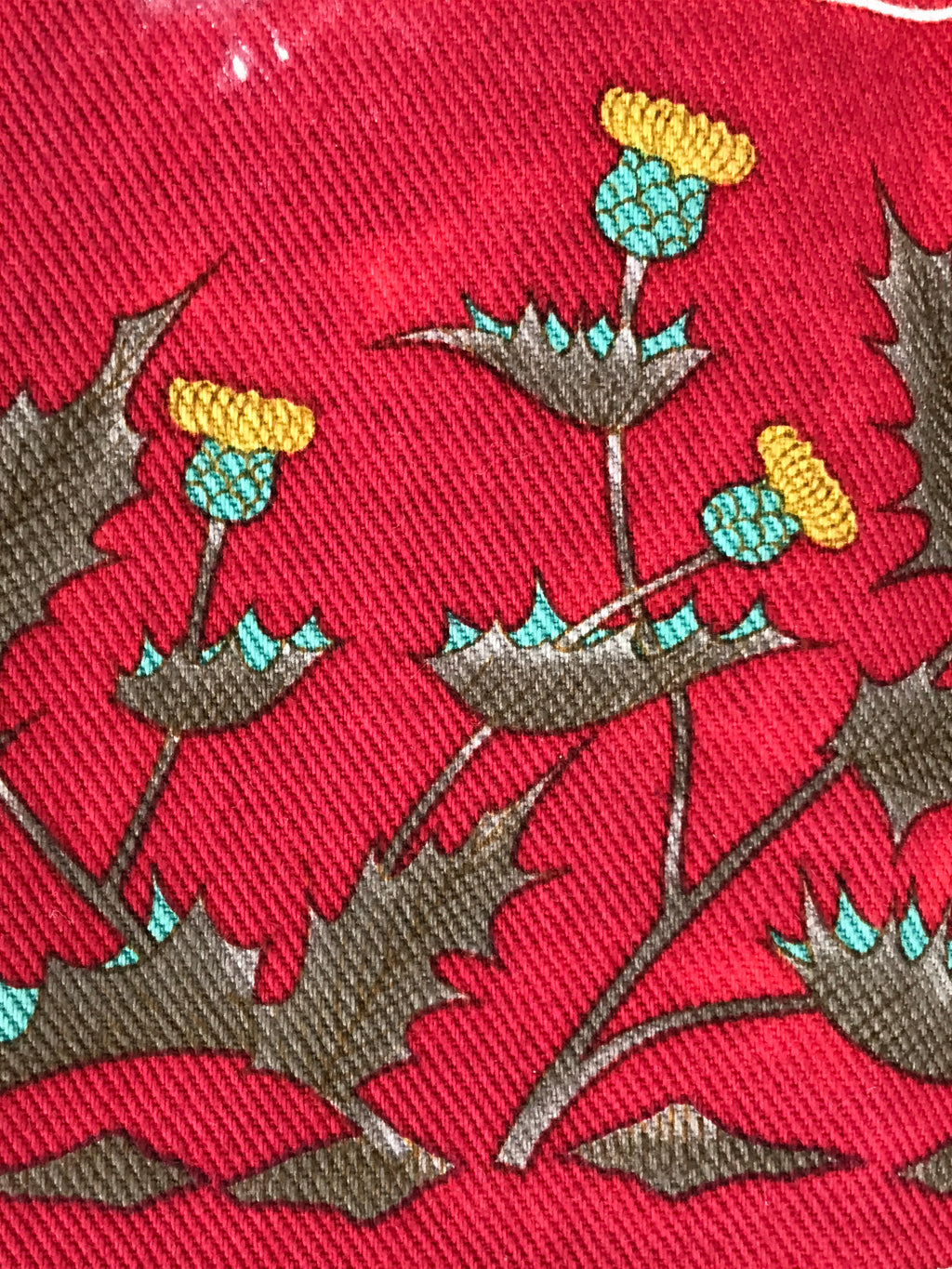 Japanese Genemon Fabric Tea Mat Vtg Small Rectangle Red Dandelion Tanpopo KB100