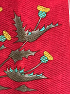 Japanese Genemon Fabric Tea Mat Vtg Small Rectangle Red Dandelion Tanpopo KB100