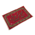 Japanese Genemon Fabric Tea Mat Vtg Small Rectangle Red Dandelion Tanpopo KB100