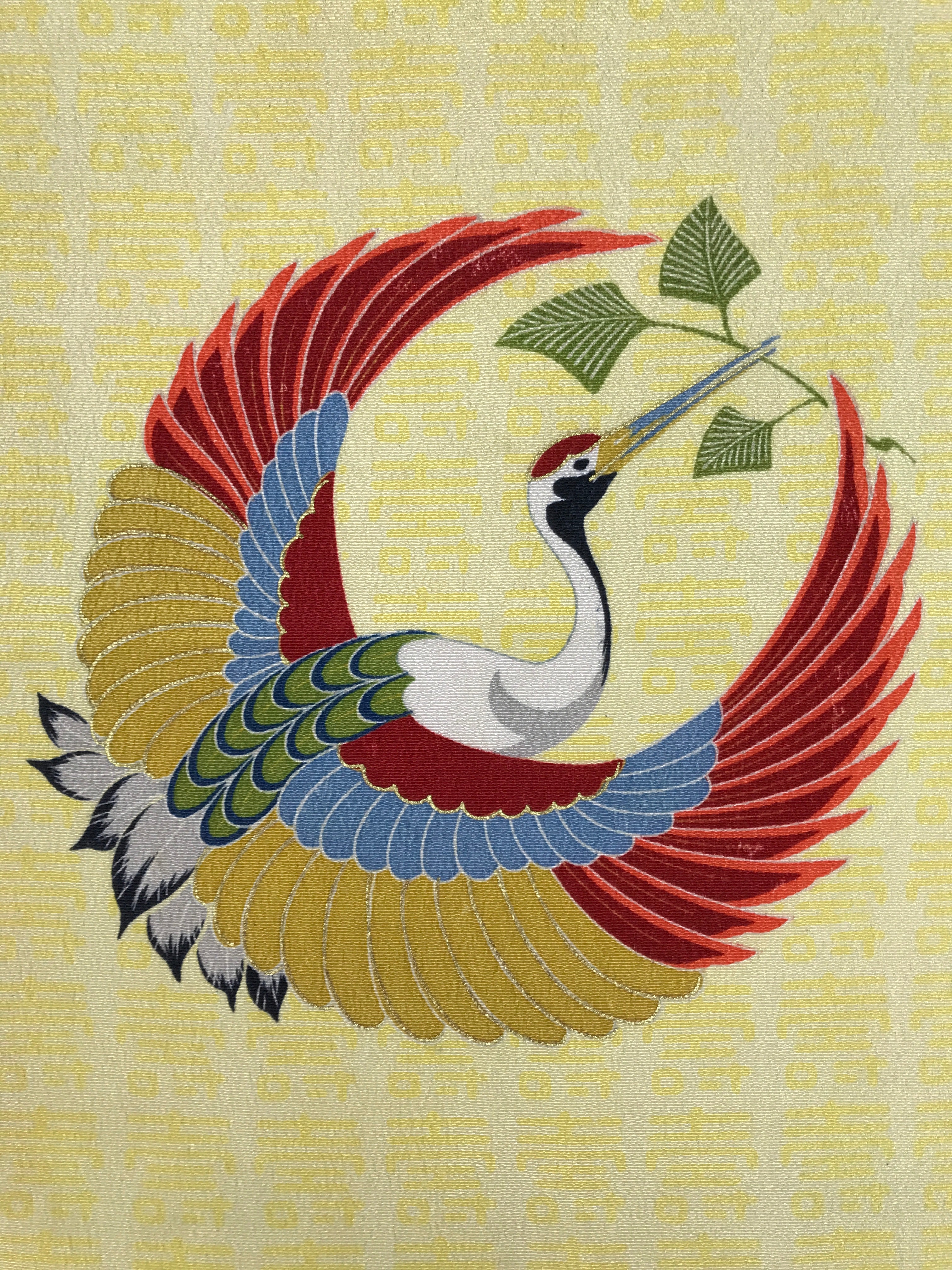 Japanese Gift Envelopes Silk Cover Vtg Crane Tsuru Fukusa Wedding Birth BA835