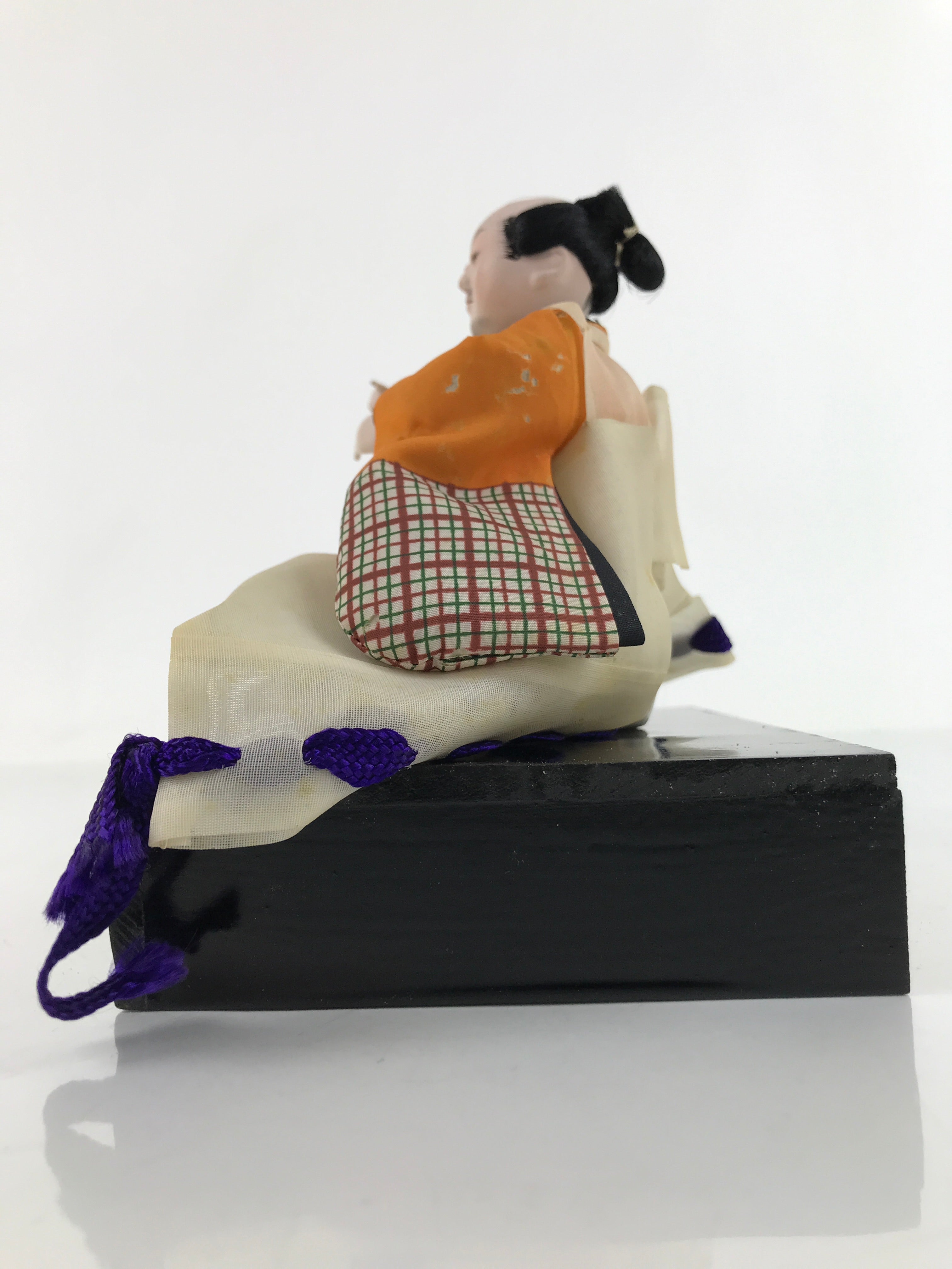 Japanese Girl Festival Court Angry Man Servant Doll Hina Matsuri Wood Silk ID572