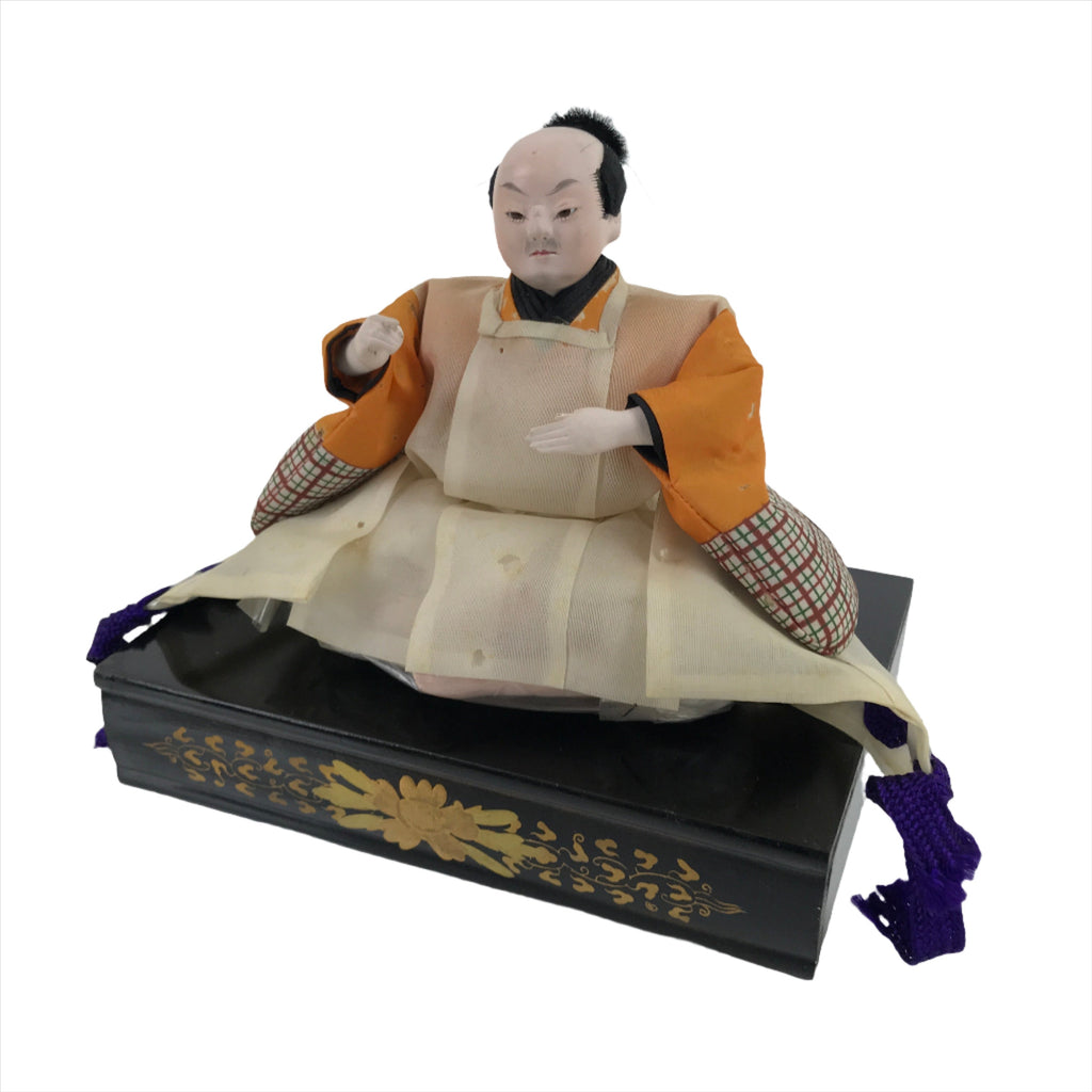 Japanese Girl Festival Court Angry Man Servant Doll Hina Matsuri Wood Silk ID572