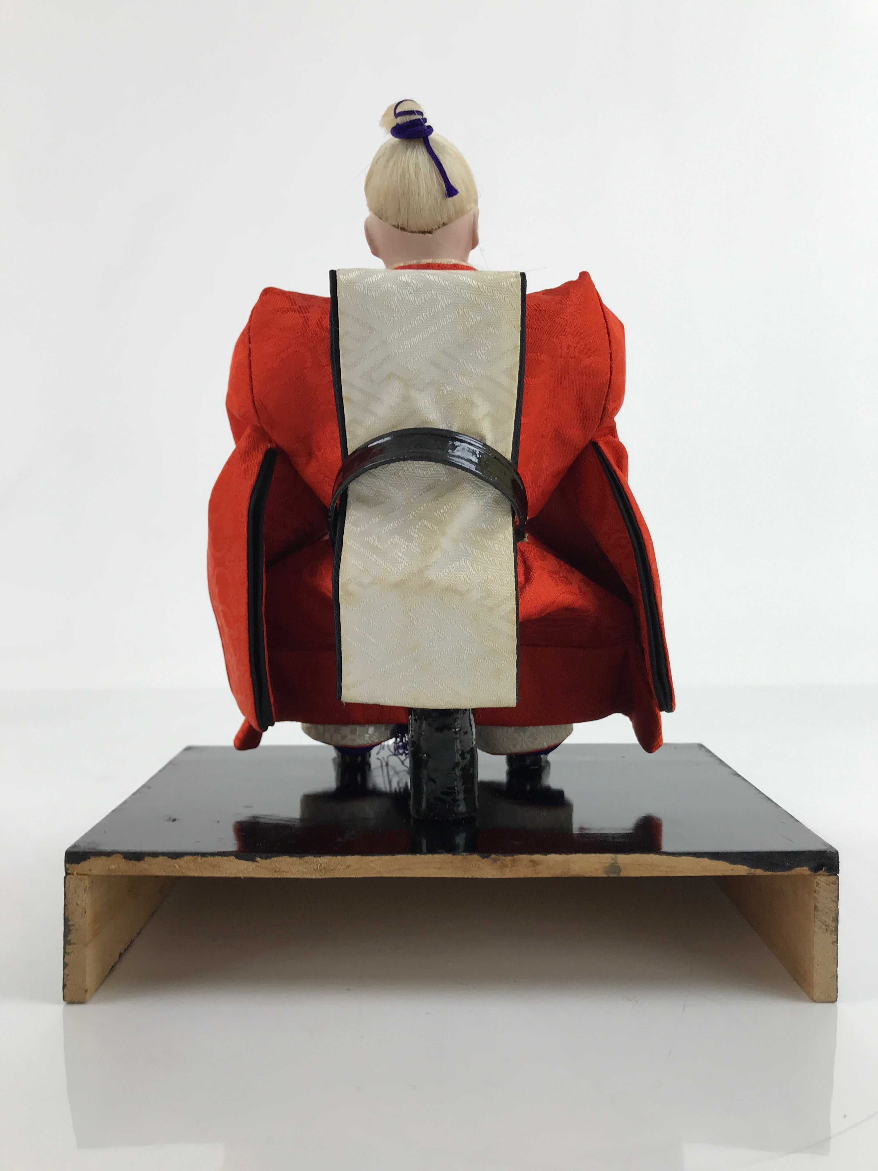 Japanese Girl Festival Old Guard Hina Doll Matsuri Wood Head Silk Red ID564