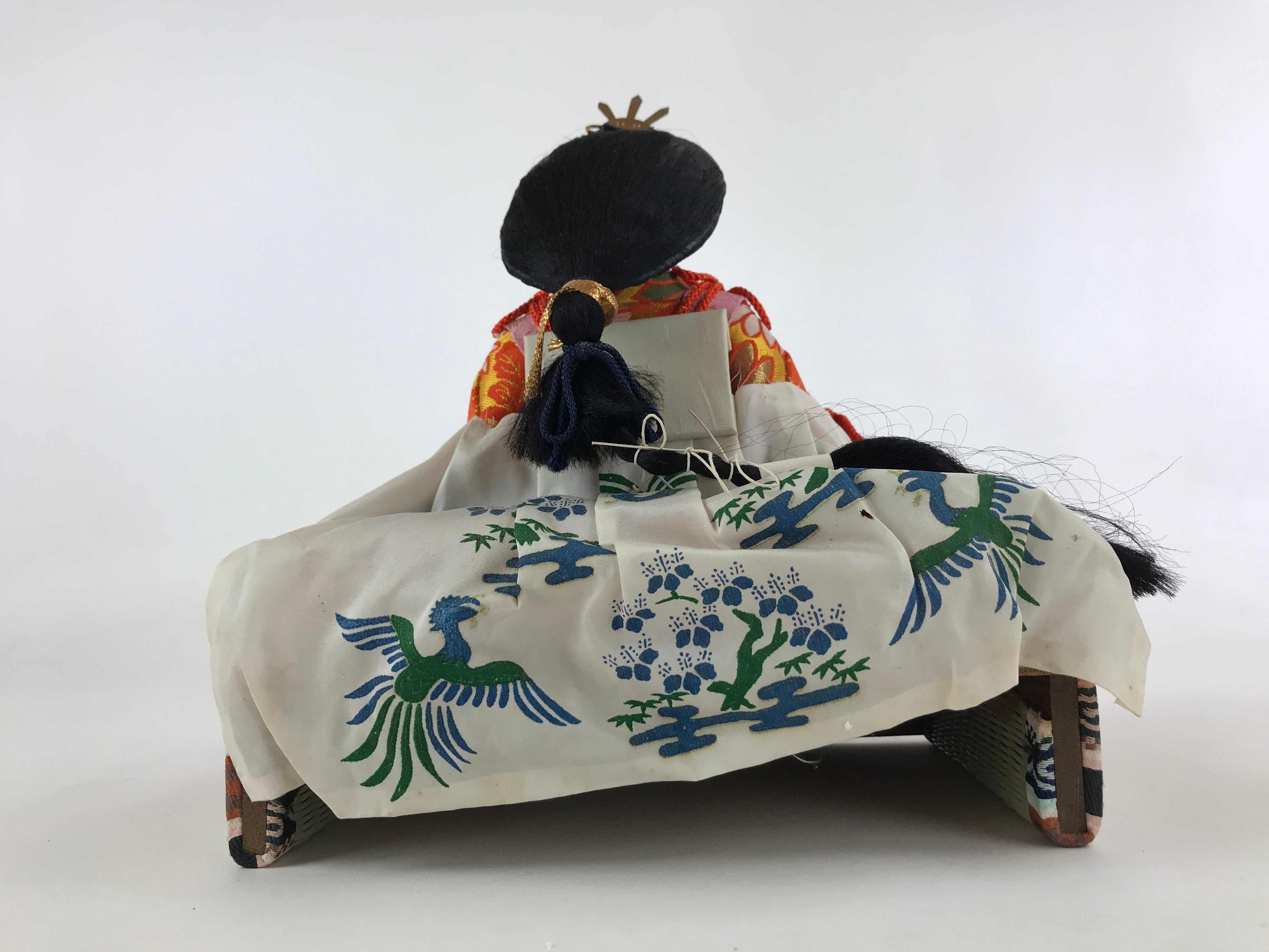 Japanese Girl Festival Princess Ohinasama Doll Vtg Hina Matsuri Silk Red ID513