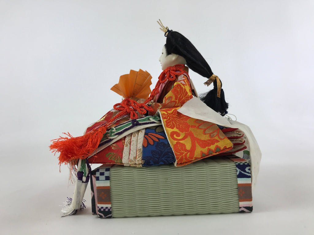 Japanese Girl Festival Princess Ohinasama Doll Vtg Hina Matsuri Silk Red ID513