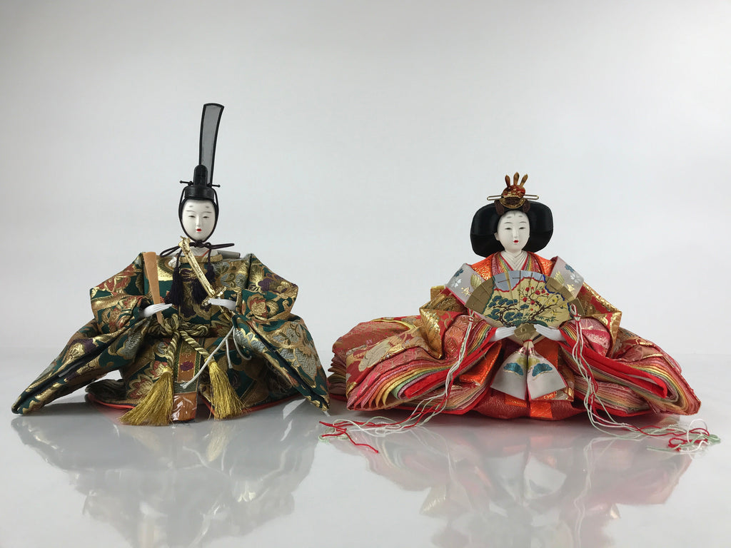 Japanese Girl Festival Princess Prince Doll Hina Matsuri Silk Red Green ID556