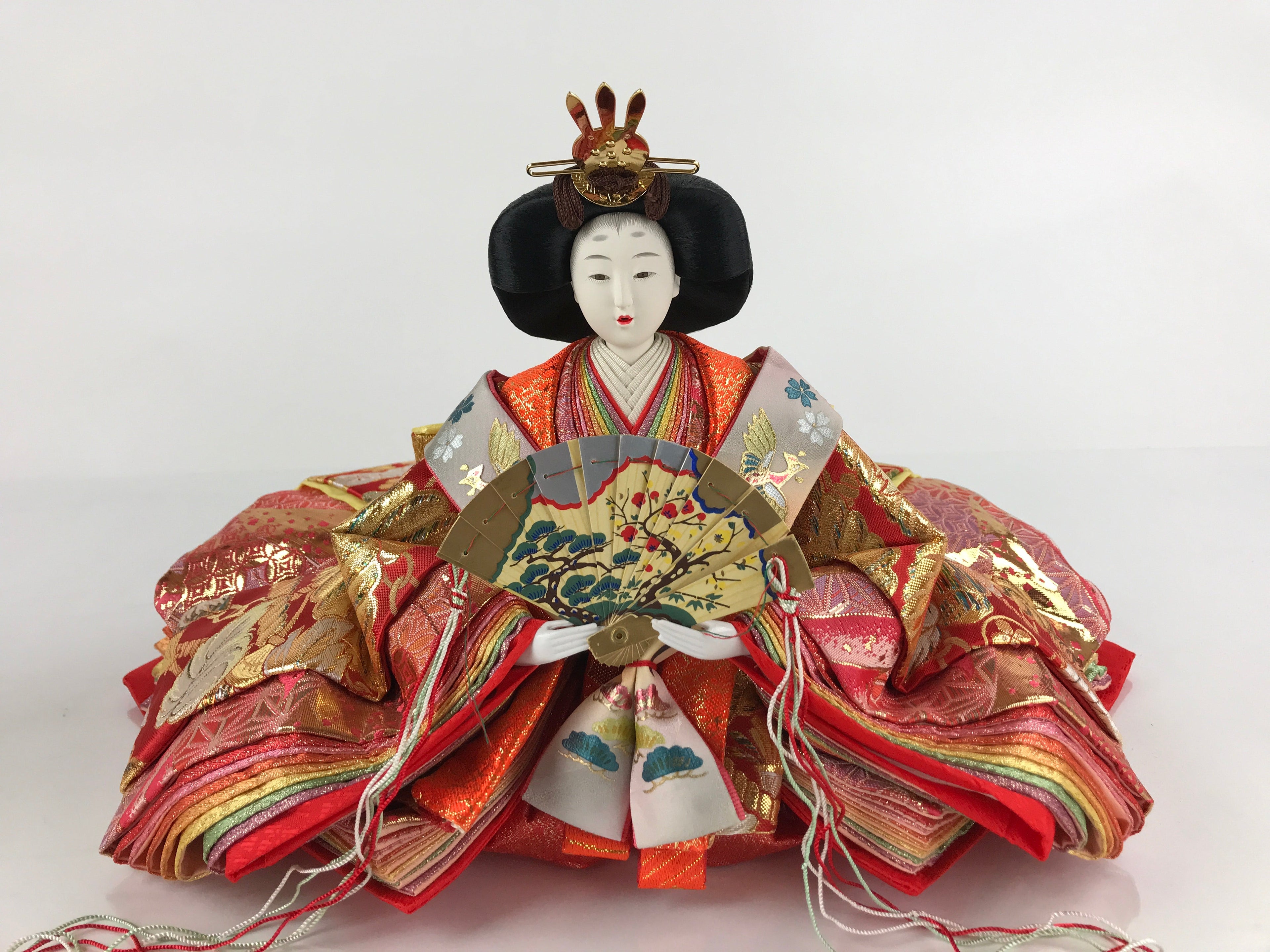 Japanese Girl Festival Princess Prince Doll Hina Matsuri Silk Red Green ID556