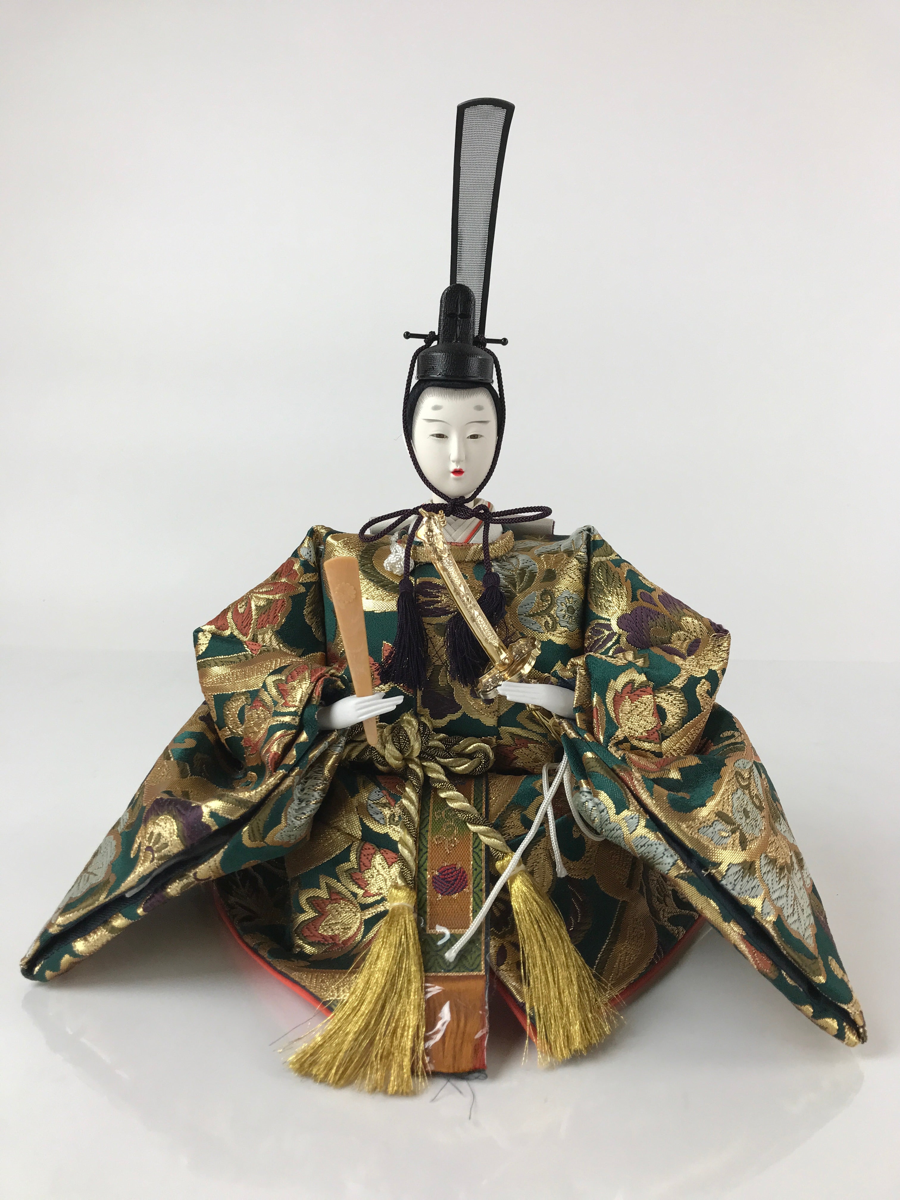Japanese Girl Festival Princess Prince Doll Hina Matsuri Silk Red Green ID556