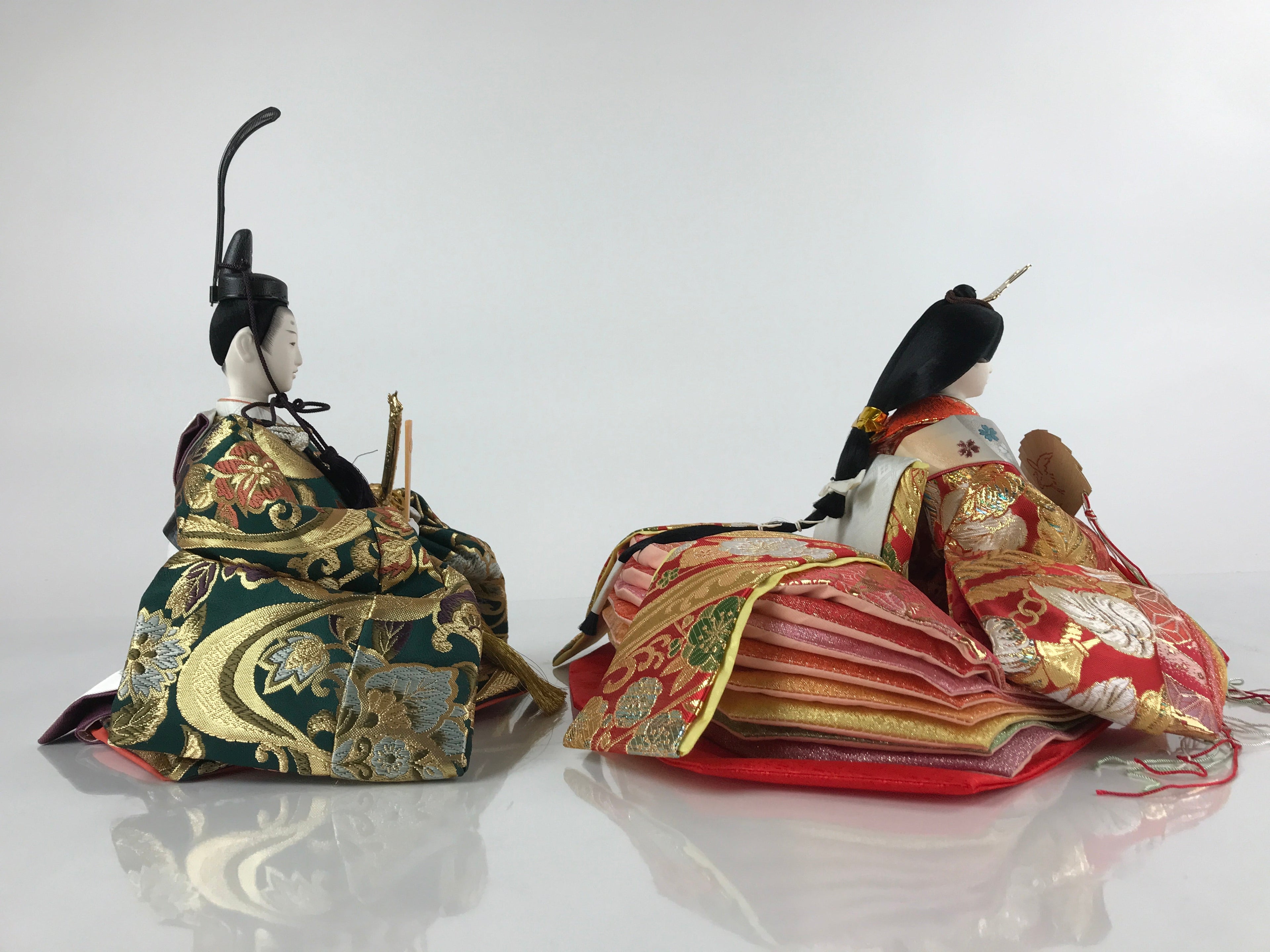 Japanese Girl Festival Princess Prince Doll Hina Matsuri Silk Red Green ID556