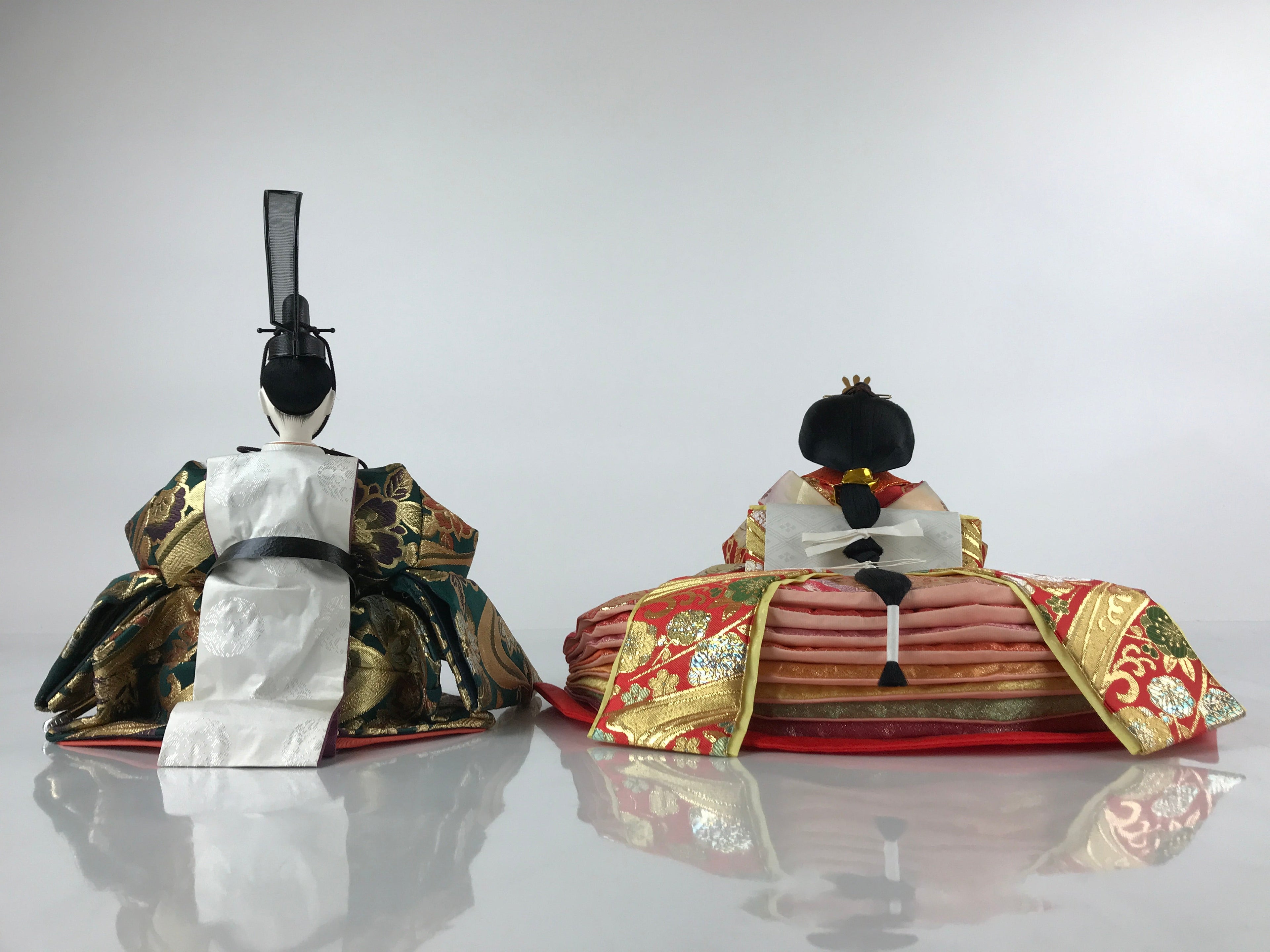 Japanese Girl Festival Princess Prince Doll Hina Matsuri Silk Red Green ID556