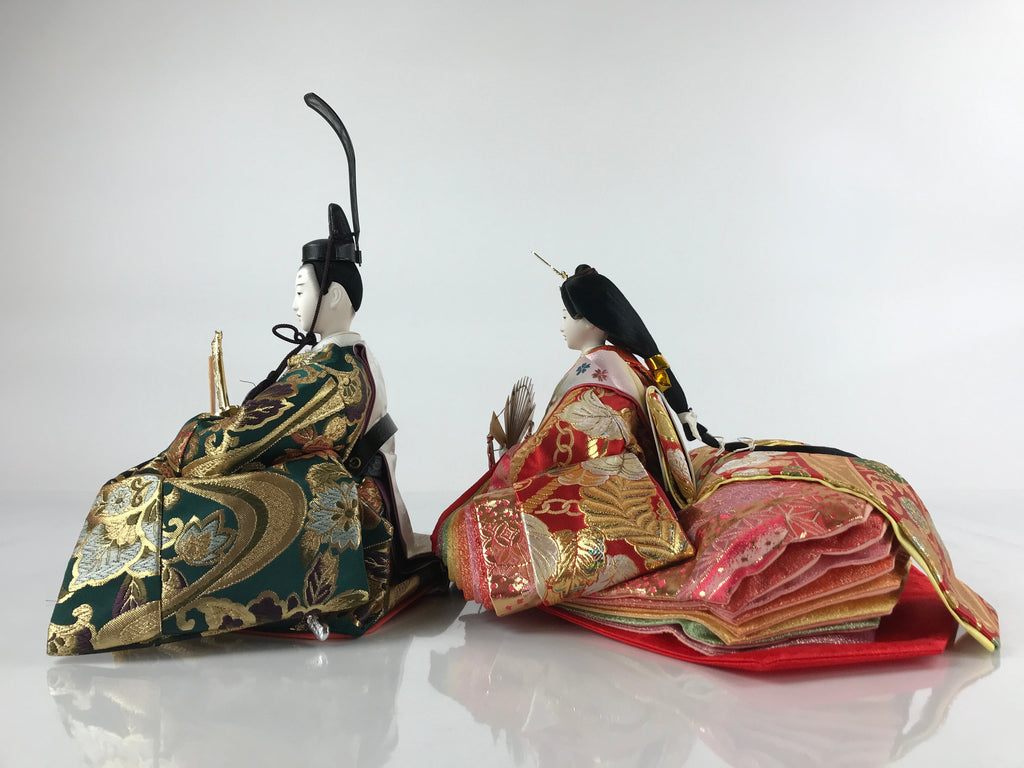 Japanese Girl Festival Princess Prince Doll Hina Matsuri Silk Red Green ID556