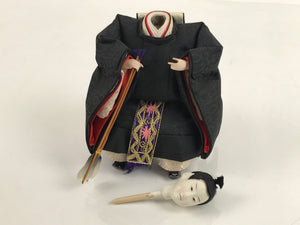 Japanese Girl Festival Young Guard Wood Hina Doll Matsuri Silk Black ID563