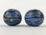 Japanese Glass Ball Hanging Scroll Weights Fuchin Kakejiku Handmade Blue FC319