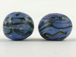 Japanese Glass Ball Hanging Scroll Weights Fuchin Kakejiku Handmade Blue FC319