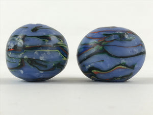 Japanese Glass Ball Hanging Scroll Weights Fuchin Kakejiku Handmade Blue FC319