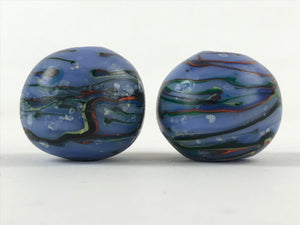 Japanese Glass Ball Hanging Scroll Weights Fuchin Kakejiku Handmade Blue FC319