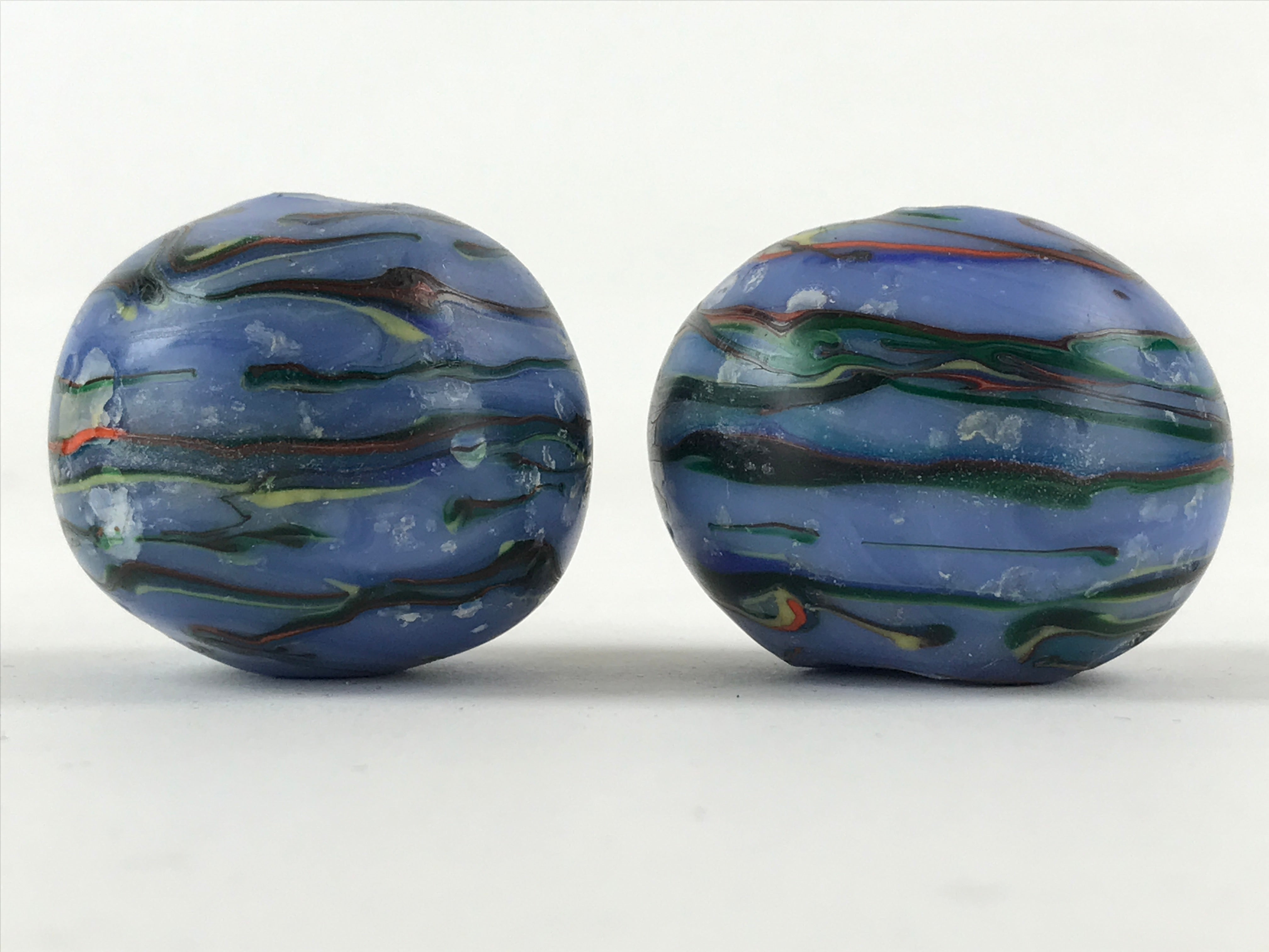 Japanese Glass Ball Hanging Scroll Weights Fuchin Kakejiku Handmade Blue FC319