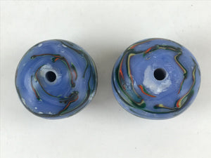 Japanese Glass Ball Hanging Scroll Weights Fuchin Kakejiku Handmade Blue FC319