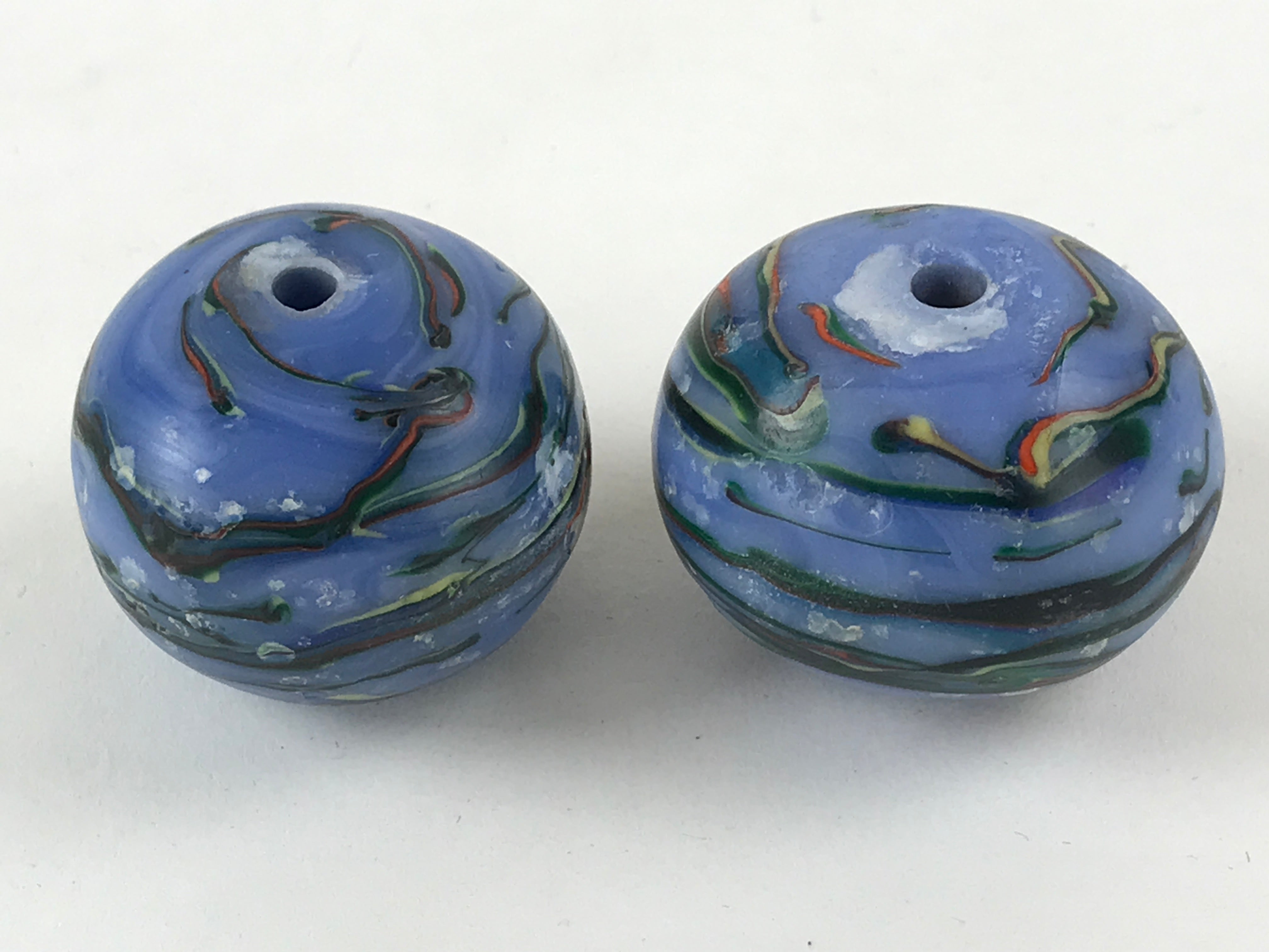 Japanese Glass Ball Hanging Scroll Weights Fuchin Kakejiku Handmade Blue FC319