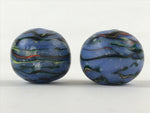 Japanese Glass Ball Hanging Scroll Weights Vtg Fuchin Kakejiku Handmade Blue FC3