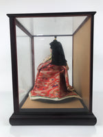 Japanese Glass Case Big Doll Ningyo Princess Vtg Girl's Day Ohinasama Silk ID656