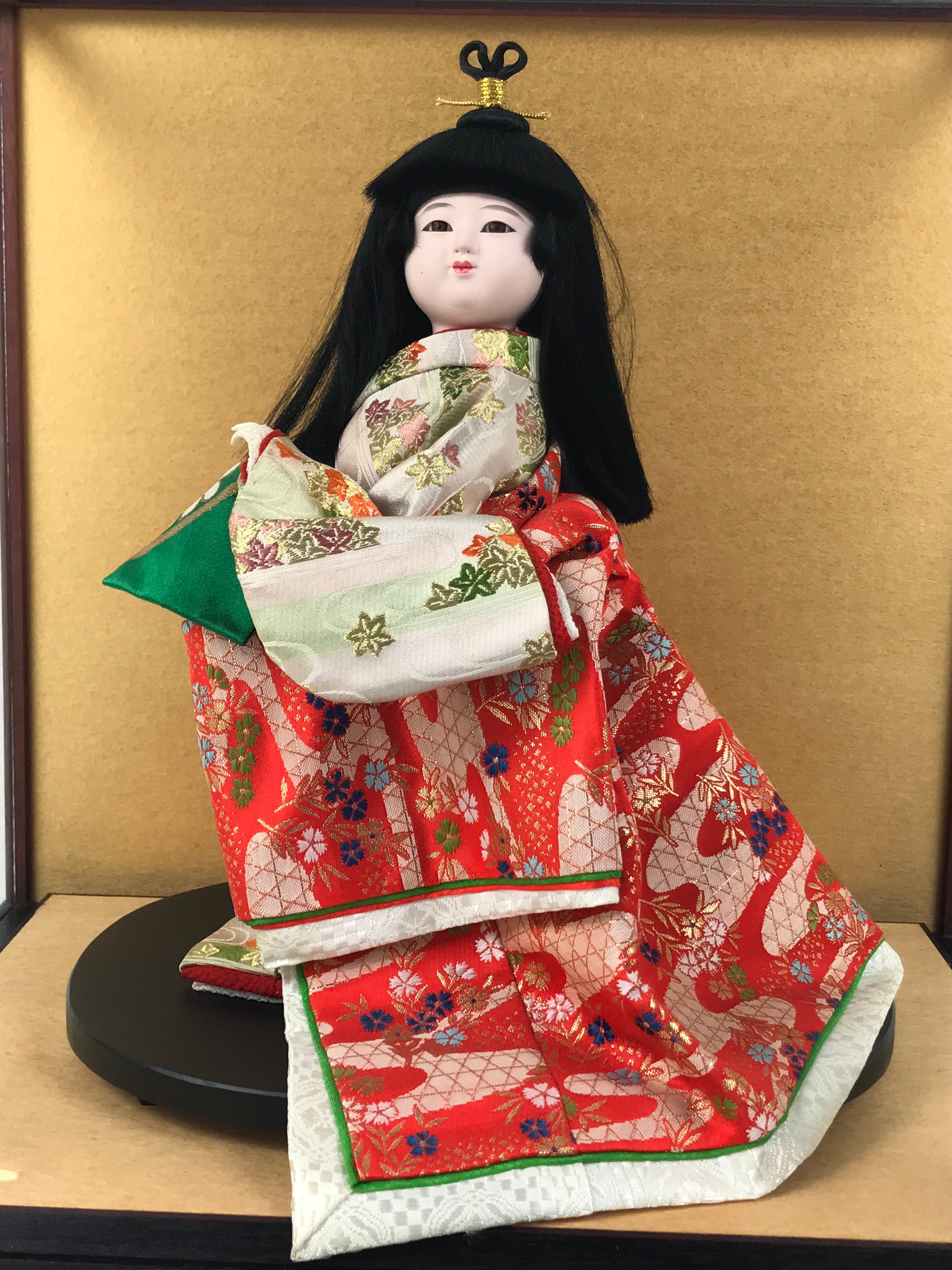 Japanese Glass Case Big Doll Ningyo Princess Vtg Girl's Day