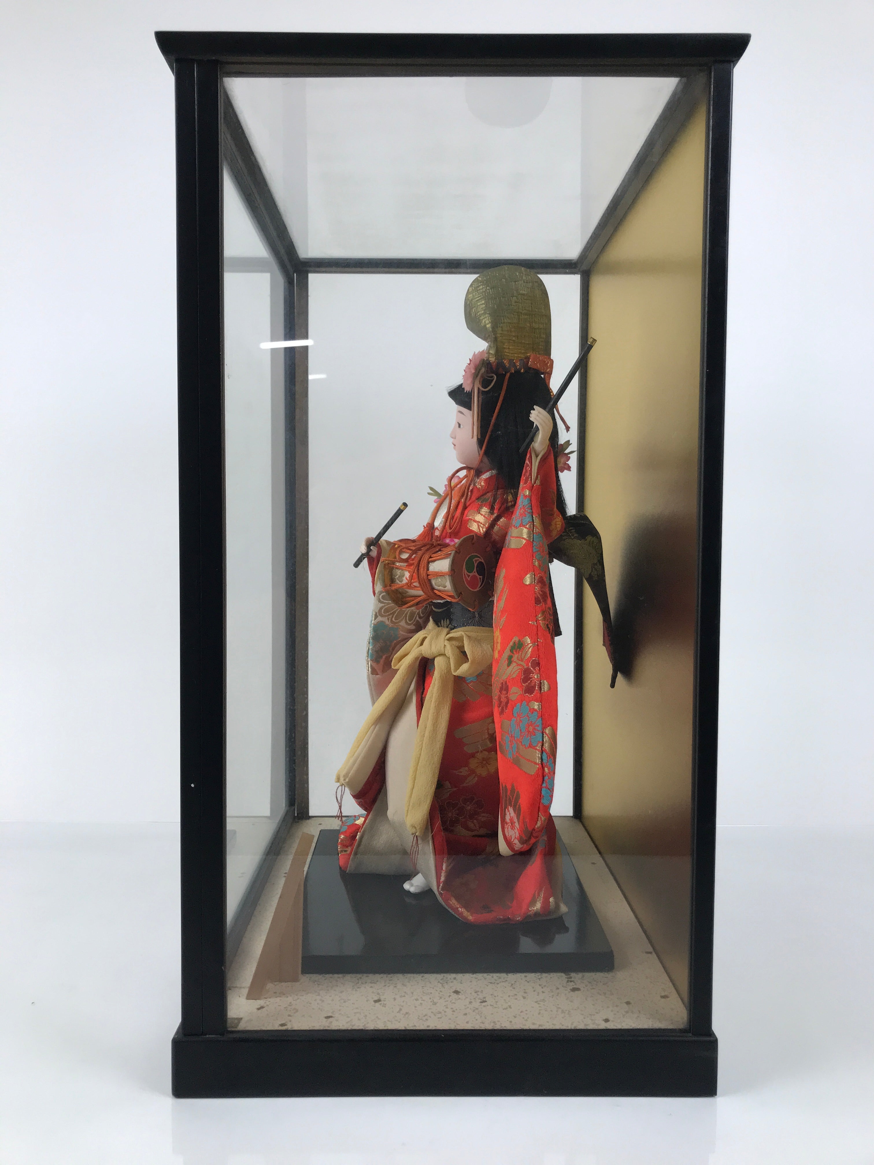 Japanese Glass Case Big Doll Ningyo Princess Vtg Girl's Day