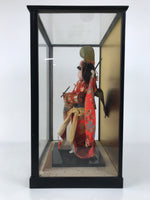 Japanese Glass Case Big Doll Ningyo Princess Vtg Girl's Day Ohinasama Silk ID657