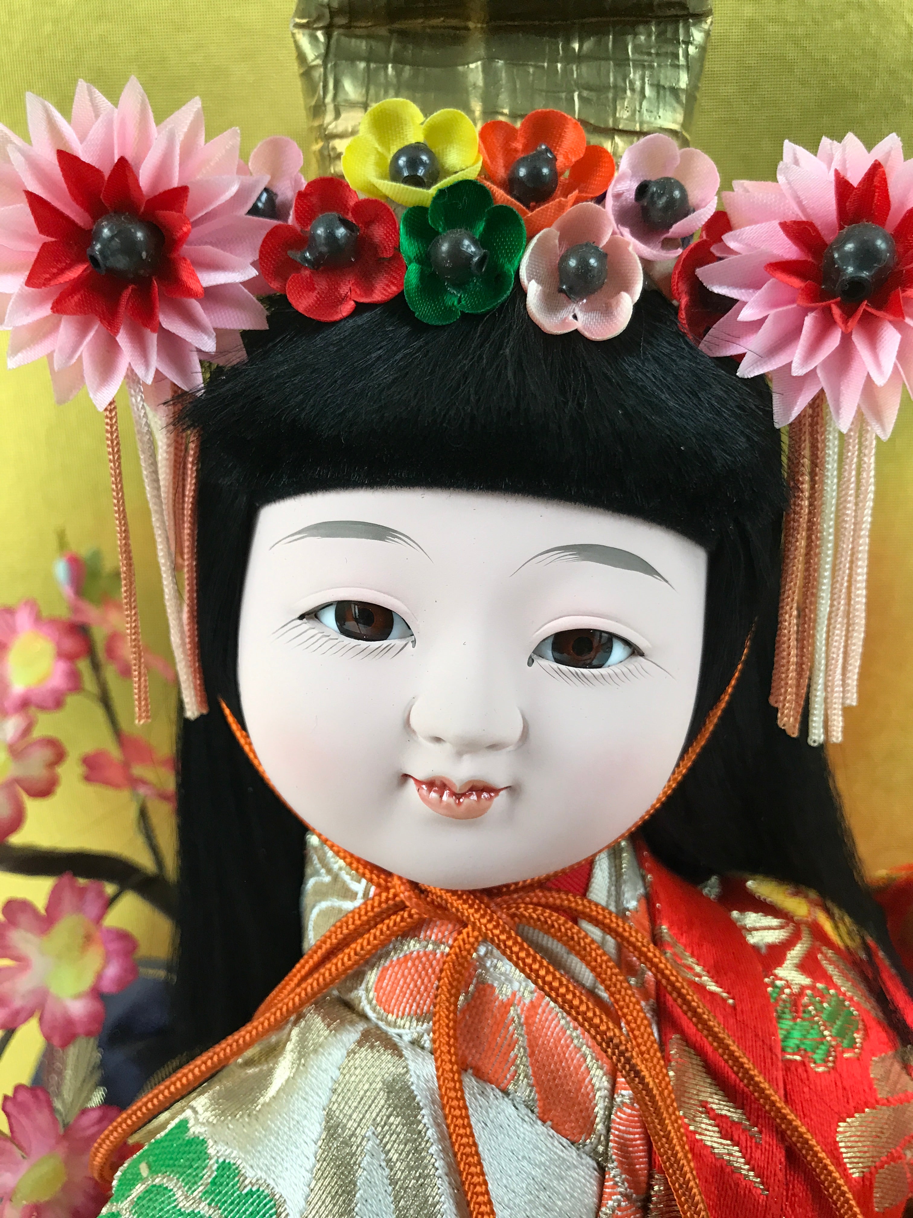 Japanese Glass Case Big Doll Ningyo Princess Vtg Girl's Day