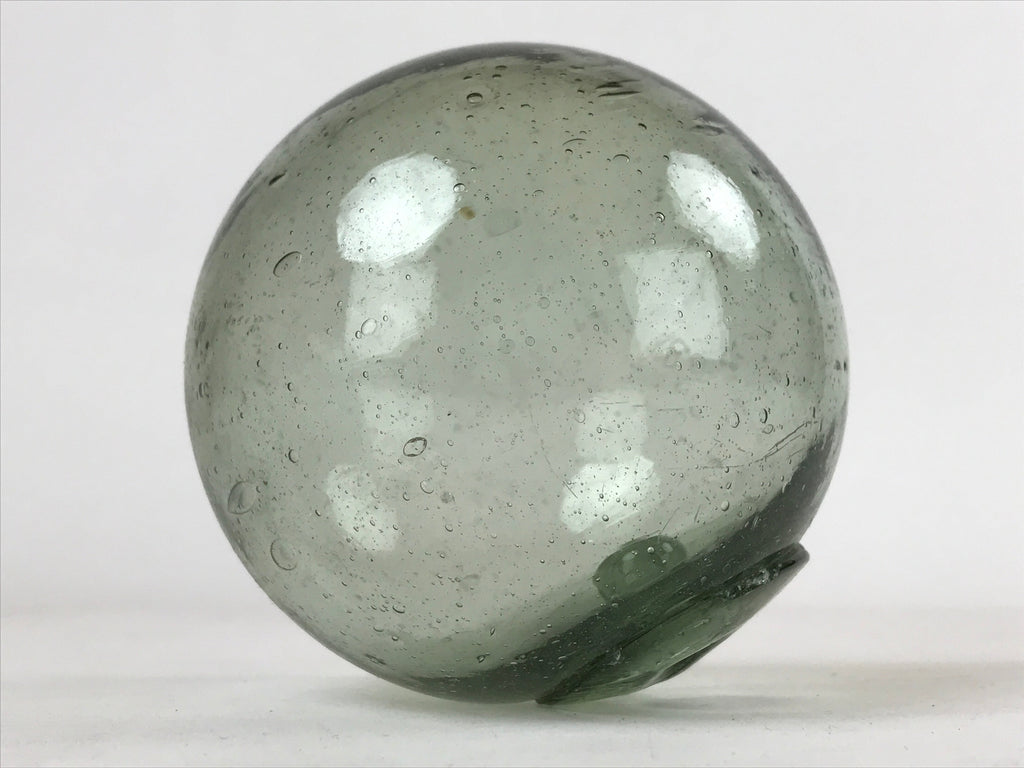 Japanese Glass Fishing Float Ukidama Buoy Ball Vtg Bindama Clear Green GF10