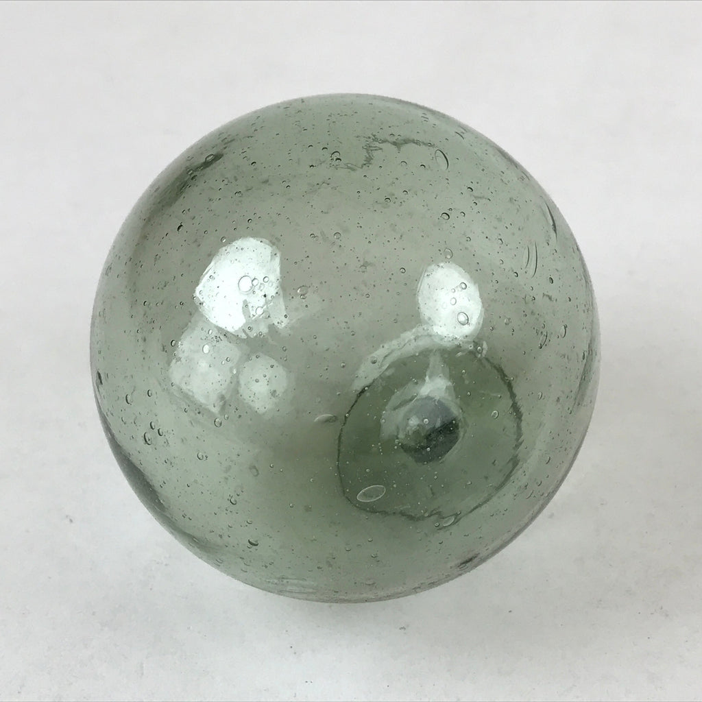 Japanese Glass Fishing Float Ukidama Buoy Ball Vtg Bindama Clear Green GF10