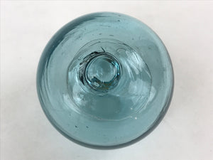 Japanese Glass Fishing Float Ukidama Buoy Ball Vtg Bindama Clear Light Blue GF1