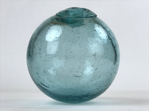 Japanese Glass Fishing Float Ukidama Buoy Ball Vtg Bindama Clear Light Blue GF3