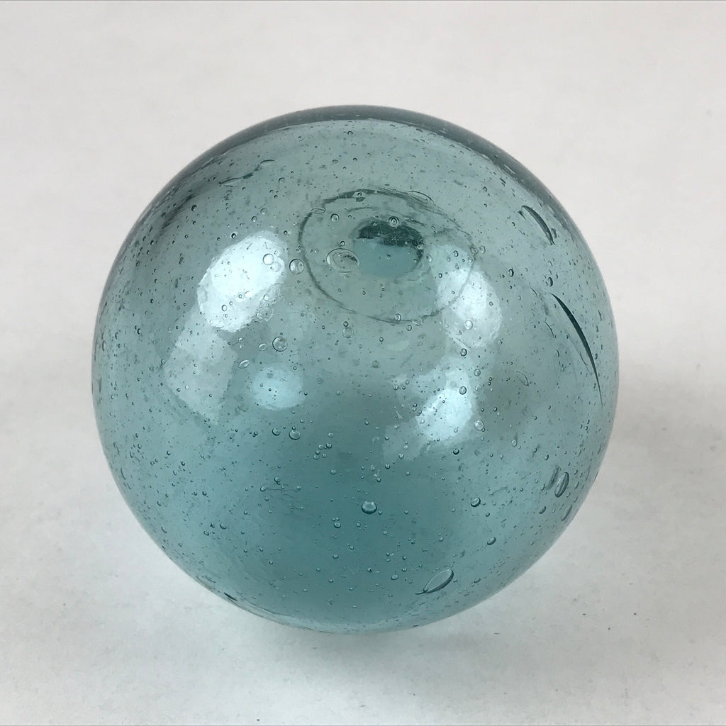 Japanese Glass Fishing Float Ukidama Buoy Ball Vtg Bindama Clear Light Blue GF3