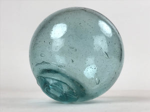 Japanese Glass Fishing Float Ukidama Buoy Ball Vtg Bindama Clear Light Blue GF4