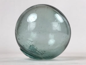 Japanese Glass Fishing Float Ukidama Buoy Ball Vtg Bindama Clear Light Blue GF5