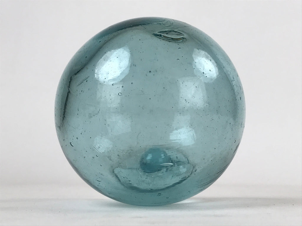 Japanese Glass Fishing Float Ukidama Buoy Ball Vtg Bindama Clear Light Blue GF6