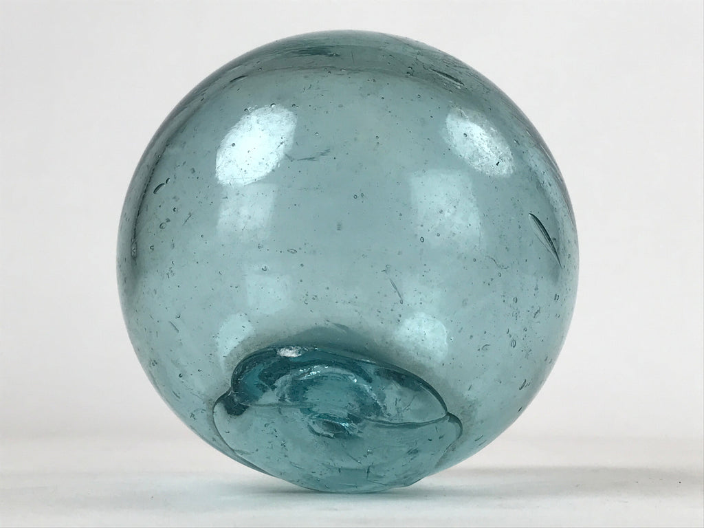 Japanese Glass Fishing Float Ukidama Buoy Ball Vtg Bindama Clear Light Blue GF6