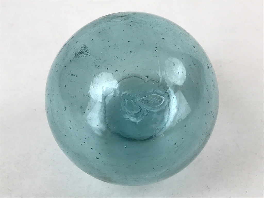 Japanese Glass Fishing Float Ukidama Buoy Ball Vtg Bindama Clear Light Blue GF6