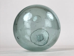 Japanese Glass Fishing Float Ukidama Buoy Ball Vtg Bindama Clear Light Blue GF7