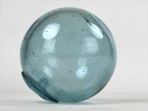 Japanese Glass Fishing Float Ukidama Buoy Ball Vtg Bindama Clear Light Blue GF8