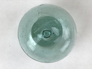 Japanese Glass Fishing Float Ukidama Buoy Ball Vtg Bindama Clear Light Blue  GF9