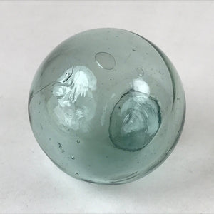 Japanese Glass Fishing Float Ukidama Buoy Ball Vtg Bindama Clear Light Blue GF9