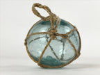 Japanese Glass Fishing Float Ukidama Buoy Ball Vtg Bindama Rope Small Blue GF11